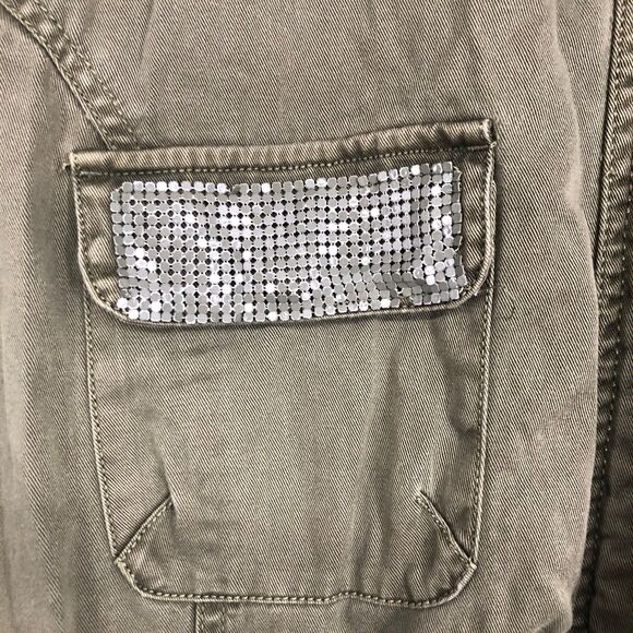 Torrid Army Green Military Cargo Jacket w/Blingy Chest Pockets, SZ 1 (14/16) - Picture 4 of 7